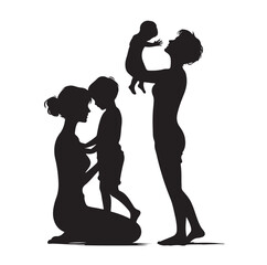 mom and Son silhouettes vector illustration