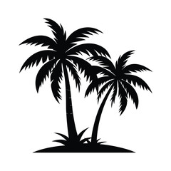 Palm tree silhouette vector illustration with black and white color