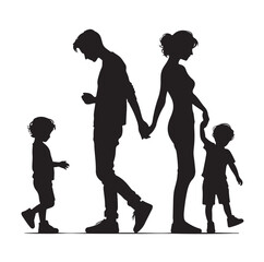 mom and Son silhouettes vector illustration