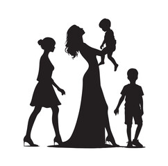 mom and Son silhouettes vector illustration