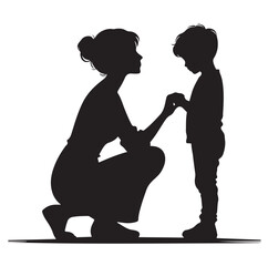 mom and Son silhouettes vector illustration