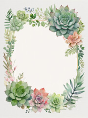 A blank wedding invitation adorned with a watercolor floral frame