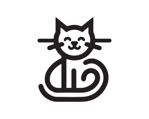Cat logo design icon symbol vector template. Silhouette cat