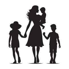 mom and Son silhouettes vector illustration