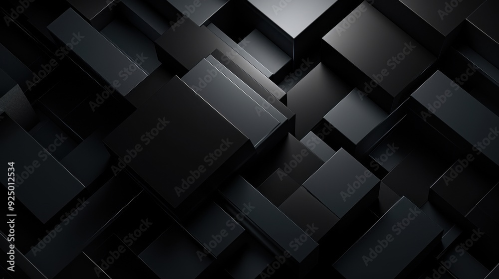 Aufkleber Abstract Black Geometric Shapes Pattern