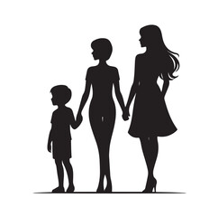 mom and Son silhouettes vector illustration