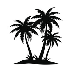 Palm tree silhouette vector illustration with black and white color