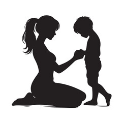 mom and Son silhouettes vector illustration