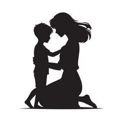 mom and Son silhouettes vector illustration