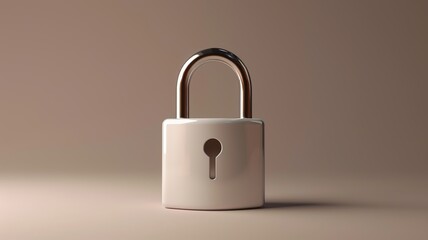 Fototapeta premium A clean and minimalist 3D render of a password icon, featuring a padlock with a keyhole and smooth edges in neutral colors like white or light gray. The design symbolizes security and protection