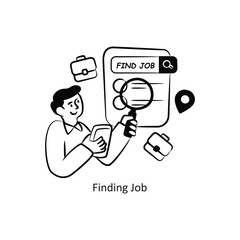 Finding Job  vector outlineStyle Design Vector Stock illustration. 