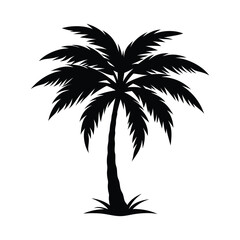 Palm tree silhouette vector illustration with black and white color