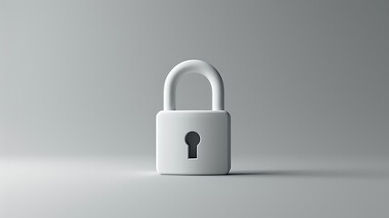 Fototapeta premium A clean and minimalist 3D render of a password icon, featuring a padlock with a keyhole and smooth edges in neutral colors like white or light gray. The design symbolizes security and protection
