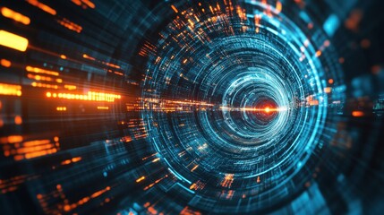 Obraz premium Abstract futuristic background with a glowing light effect and a time tunnel,