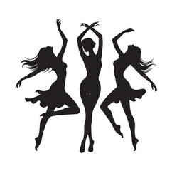 Dancing Girls Silhouette vector illustration