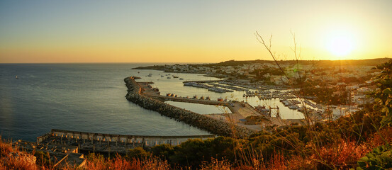 Orange sunset over Santa Maria di Leuca, Puglia, Italy