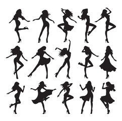 Dancing Girls Silhouette vector illustration