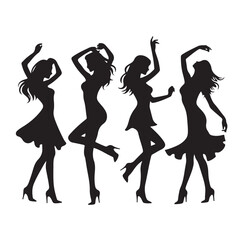 Dancing Girls Silhouette vector illustration