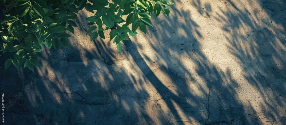 Poster different textured backgrounds with shadows from trees under sunlight create an appealing copy space