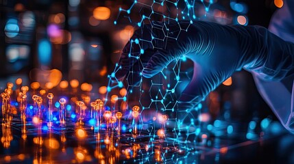 Scientist using AI to generate molecular structures for drug discovery, highlighting the transformative potential of AI in healthcare