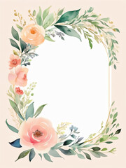 Naklejka premium A blank wedding invitation adorned with a watercolor floral frame
