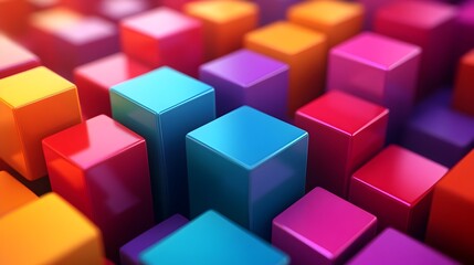 Fototapeta premium Colorful 3D Rendered of SWOT Analysis Concept with Blocks and Cubes