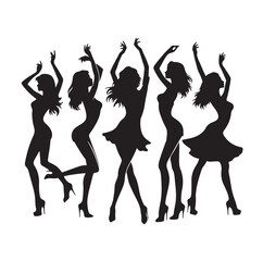 Dancing Girls Silhouette vector illustration