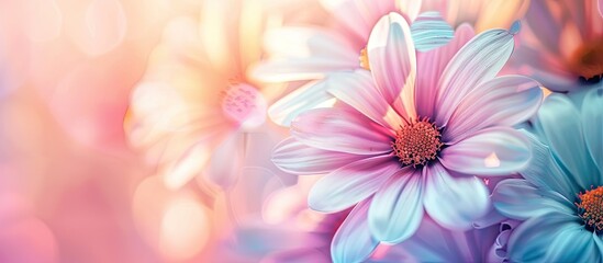 Fototapeta premium Vibrant flowers created using colorful filters in the image with space for text. image with copy space