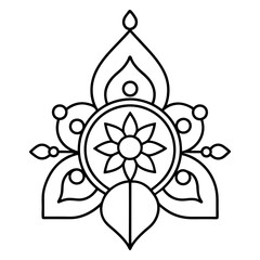 A black and white illustration of a flower mandala design.