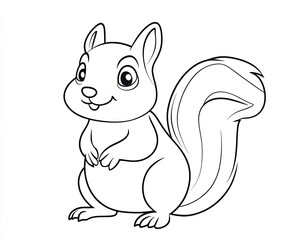 Naklejka premium Cute kawaii squirrel illustration for children's coloring book with minimalist style and white background