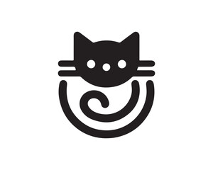 Cat head icon. Cartoon Cat face. Vector illustration. Silhouette simple. Animal Logotype concept. Cat Logo design template.