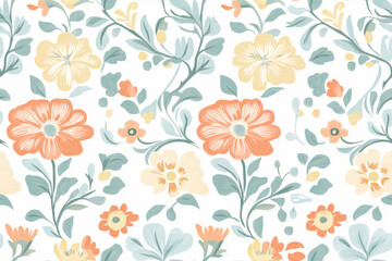Nostalgic and elegant seamless floral pattern with classic designs and vibrant colors