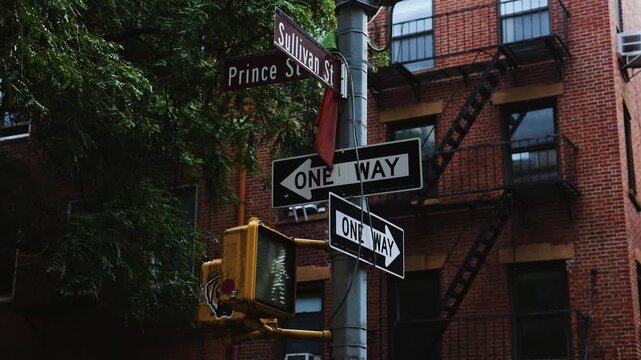 Directional signs for Sullivan and Prince St, Soho, Manhattan, NYC