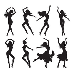 Dancing Girls Silhouette vector illustration