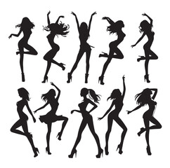Dancing Girls Silhouette vector illustration