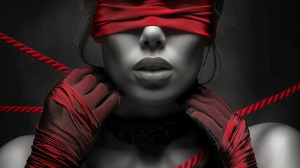 Dramatic Portrait of a Blindfolded Woman