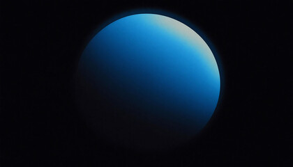 Glowing blue gradient sphere on black background, moon rise abstract grainy noise texture effect poster design