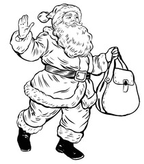 Coloring Page Santa Claus In Vector