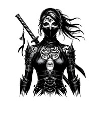 Obraz premium Samurai Ninja Woman
