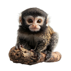 Close-up Portrait of a Captivating Marmoset Monkey on Plain White Background Transparent PNG
