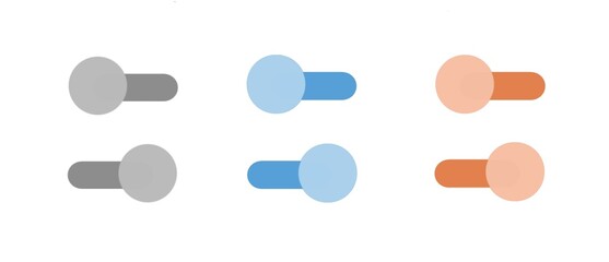 Toggle Switches Interface with Multiple States in Gray, Blue, and Orange Colors - Modern UI Component for Settings or Preferences. Illustration