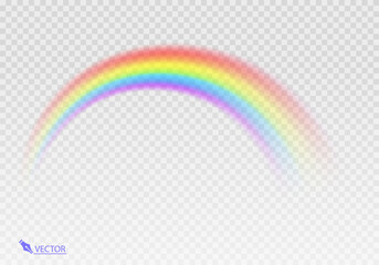 Rainbow Shape arch realistic isolated on transparent background. Colorful light and bright design element. Symbol of rain, sky, clear, nature. Graphic object Vector format