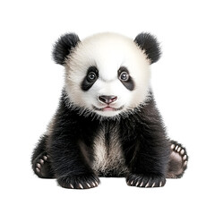 Fototapeta premium Baby Panda Sitting on Plain White Background Transparent PNG