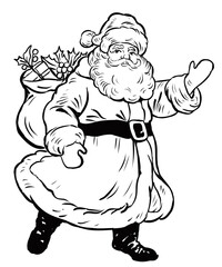 Coloring Page Santa Claus In Vector