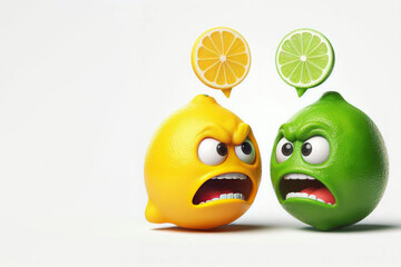 Lemon and lime are actively arguing. Space for text.