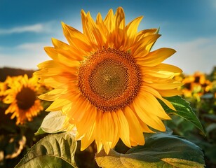 Obraz premium Close-up of sunflower growing outdoors during sunny day