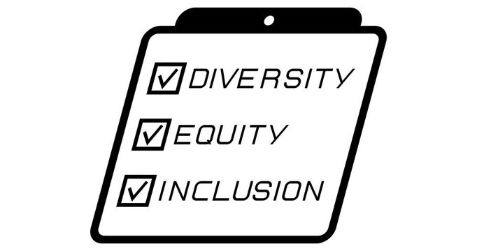 Pad with diversity, equity, inclusion acception animation. Black on white. Alpha channel. Footage. Transparent background.