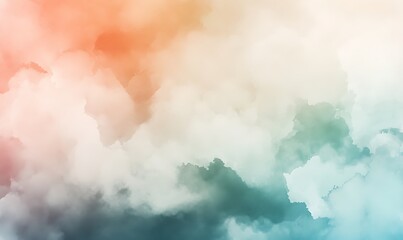 Soft Dreamy Abstract Background with Pastel Clouds of Mist and Watercolor Splashes