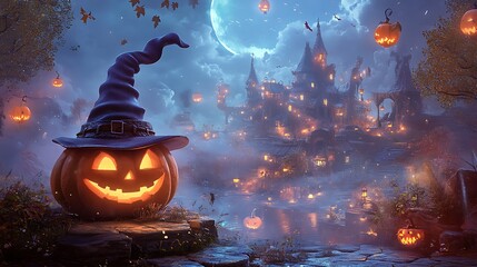 halloween pumpkin jack-o'-lantern On a fun Halloween night.