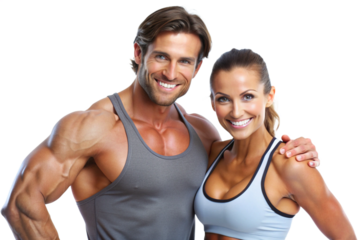 Portrait of a smiling fitness couple png